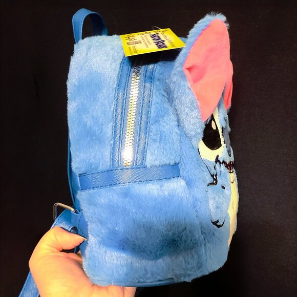 Stitch Plush Backpack Adjustable Straps Zipper Disney Cartoon Embroidery NEW - Picture 3 of 7